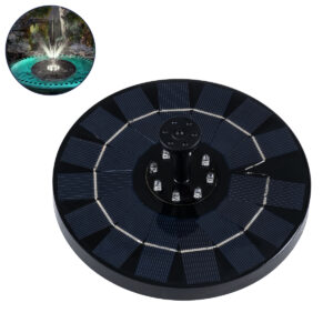 GLOBOSTAR® FOUNTAIN 71532 Διακοσμητικό Συντριβάνι LED 3W 150lm 120° DC 5V με Φωτοβολταϊκό Panel 5V 0.2W & Επαναφορτιζόμενη Μπαταρία Li-ion 3.2V 1500mAh Αδιάβροχο IP68 Ψυχρό Λευκό 6000K - Sanan Diode Chip - Μαύρο - 4 Μπέκ Ψεκασμού - Μ18 x Π18 x Υ8cm - 1 Χρόνο Εγγύηση