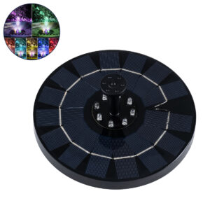 GLOBOSTAR® FOUNTAIN 71533 Διακοσμητικό Συντριβάνι LED 3W 90lm 120° DC 5V με Φωτοβολταϊκό Panel 5V 0.2W & Επαναφορτιζόμενη Μπαταρία Li-ion 3.2V 1500mAh Αδιάβροχο IP68 Πολύχρωμο RGB - Sanan Diode Chip - Μαύρο - 4 Μπέκ Ψεκασμού - Μ18 x Π18 x Υ8cm - 1 Χρόνο Εγγύηση