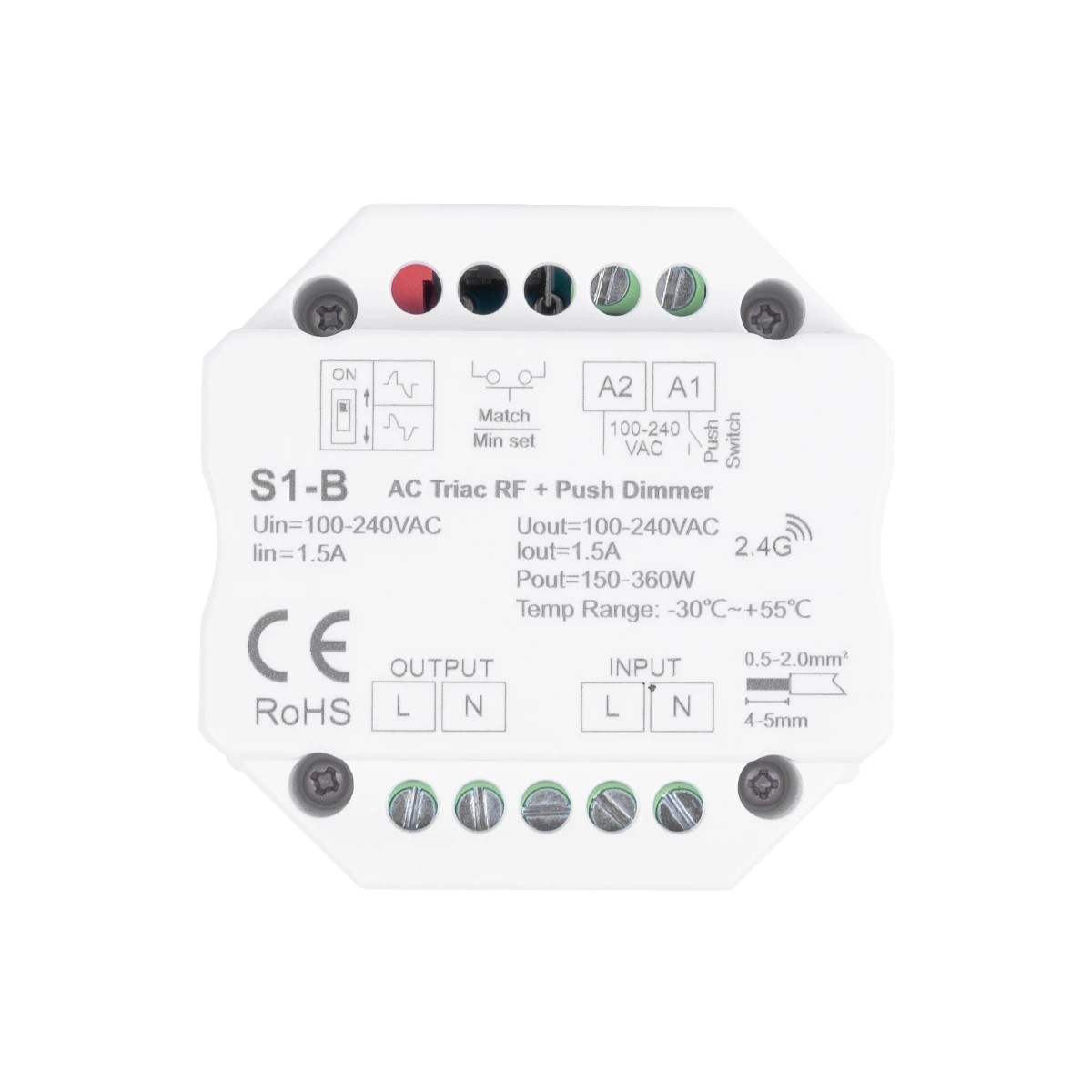 GloboStar® 73124 S1-B+R11 SKYDANCE ΣΕΤ Dimmer & Ασύρματο Χειριστήριο Αφής 1 Group RF 2.4Ghz 1.5A Max AC100-240V (360W) - DC 3V IP20 - 5 Χρόνια Εγγύηση - Image 4