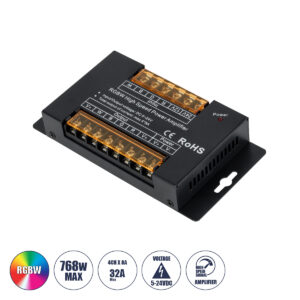 GLOBOSTAR® RGBWAMPLIFIER 73394 DC Ενισχυτής Ισχύος & Σήματος Υψηλής Ταχύτητας με 4 x 8A 192W Κανάλια DC 5-24V 32A 720W Max IP20 - Μ14.5 x Π7.5 x Υ2.5cm - 3 Χρόνια Εγγύηση