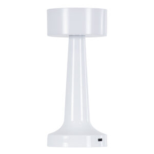 GloboStar® NANNA 76471 Επαναφορτιζόμενο Επιτραπέζιο Φωτιστικό Πορτατίφ LED 1.5W 105lm 120° DC 5V IP44 CCT Ultra Θερμό 1500K - Φυσικό Λευκό 4500K - Ψυχρό Λευκό 6000K Dimmable Λευκό Πλαστικό - Μ9 x Π9 x Υ21cm - 2 Χρόνια Εγγύηση
