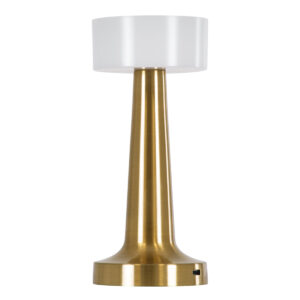 GloboStar® NANNA 76475 Επαναφορτιζόμενο Επιτραπέζιο Φωτιστικό Πορτατίφ LED 1.5W 105lm 120° DC 5V IP44 CCT Ultra Θερμό 1500K - Φυσικό Λευκό 4500K - Ψυχρό Λευκό 6000K Dimmable Χρυσό & Λευκό Πλαστικό - Μ9 x Π9 x Υ21cm - 2 Χρόνια Εγγύηση