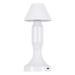 GloboStar® LUNNA 76476 Επαναφορτιζόμενο Επιτραπέζιο Φωτιστικό Πορτατίφ LED 1.5W 105lm 120° DC 5V IP44 CCT Ultra Θερμό 1500K - Φυσικό Λευκό 4500K - Ψυχρό Λευκό 6000K Dimmable Λευκό Πλαστικό - Μ9 x Π9 x Υ23cm- 2 Χρόνια Εγγύηση