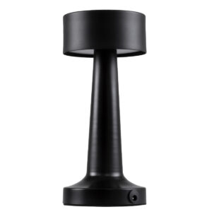 GloboStar® BELLA 76503 Επαναφορτιζόμενο Επιτραπέζιο Φωτιστικό Πορτατίφ LED 1.5W 105lm 120° DC 5V IP44 Θερμό Λευκό 2700K Dimmable Μαύρο Αλουμίνιο - Μ9 x Π9 x Υ21cm - 2 Xρόνια Εγγύηση