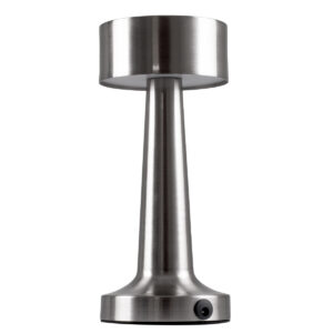 GloboStar® BELLA 76504 Επαναφορτιζόμενο Επιτραπέζιο Φωτιστικό Πορτατίφ LED 1.5W 105lm 120° DC 5V IP44 Θερμό Λευκό 2700K Dimmable Ασημί Αλουμίνιο - Μ9 x Π9 x Υ21cm - 2 Xρόνια Εγγύηση