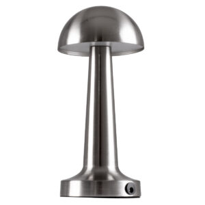 GloboStar® COCO 76510 Επαναφορτιζόμενο Επιτραπέζιο Φωτιστικό Πορτατίφ LED 1.5W 105lm 120° DC 5V IP44 Θερμό Λευκό 2700K Dimmable Ασημί Αλουμίνιο - Μ10 x Π10 x Υ22cm - 2 Xρόνια Εγγύηση