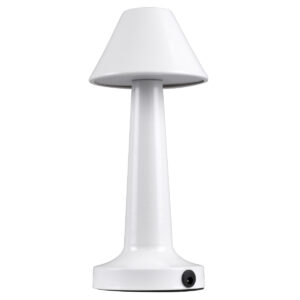 GloboStar® MOLLY 76514 Επαναφορτιζόμενο Επιτραπέζιο Φωτιστικό Πορτατίφ LED 1.5W 105lm 120° DC 5V IP44 Θερμό Λευκό 2700K Dimmable Λευκό Αλουμίνιο - Μ10 x Π10 x Υ23cm - 2 Xρόνια Εγγύηση