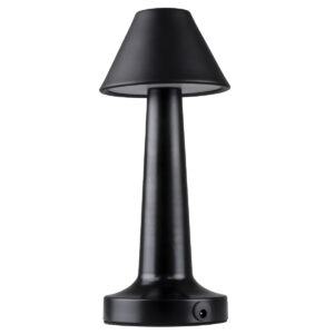 GloboStar® MOLLY 76515 Επαναφορτιζόμενο Επιτραπέζιο Φωτιστικό Πορτατίφ LED 1.5W 105lm 120° DC 5V IP44 Θερμό Λευκό 2700K Dimmable Μαύρο Αλουμίνιο - Μ10 x Π10 x Υ23cm - 2 Xρόνια Εγγύηση