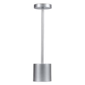 GloboStar® JOJO 76521 Επαναφορτιζόμενο Επιτραπέζιο Φωτιστικό Πορτατίφ LED 1.5W 105lm 120° DC 5V IP44 CCT Ultra Θερμό 1500K - Φυσικό Λευκό 4500K - Ψυχρό Λευκό 6000K Dimmable Ασημί Αλουμίνιο - Μ8 x Π8 x Υ34cm - 2 Χρόνια Εγγύηση