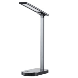 GLOBOSTAR® ONO 76530 Μοντέρνο Επιτραπέζιο Φωτιστικό Γραφείου με Ασύρματη Φόρτιση 10W 2A LED 5W 500lm 180° DC 5V με USB IP20 Ρυθμιζόμενο Λευκό CCT με Αφή 2700K/4500K/6000K Dimmable - Sanan SMD Chip - Μαύρο - Μ25 x Π10.5 x Υ35.5cm - 2 Χρόνια Εγγύηση