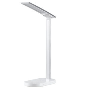 GLOBOSTAR® ONO 76531 Μοντέρνο Επιτραπέζιο Φωτιστικό Γραφείου με Ασύρματη Φόρτιση 10W 2A LED 5W 500lm 180° DC 5V με USB IP20 Ρυθμιζόμενο Λευκό CCT με Αφή 2700K/4500K/6000K Dimmable - Sanan SMD Chip - Λευκό - Μ25 x Π10.5 x Υ35.5cm - 2 Χρόνια Εγγύηση