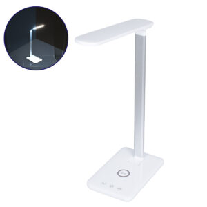 GLOBOSTAR® ONO 76532 Μοντέρνο Επιτραπέζιο Φωτιστικό Γραφείου με Ασύρματη Φόρτιση 10W 2A LED 3.5W 350lm 90° DC 5V με USB-C IP20 Ρυθμιζόμενο Λευκό CCT με Αφή 2700K/4500K/6000K Dimmable - Sanan SMD Chip - Λευκό - Μ18 x Π12 x Υ36cm - 2 Χρόνια Εγγύηση
