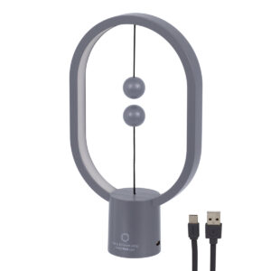 GloboStar® 76545 Επιτραπέζιο Φωτιστικό Πορτατίφ LED 15W 1500lm 360° DC 5V IP20 Θερμό Λευκό 2700K Γκρι & Λευκό Πλαστικό - Μ14 x Π5.5 x Υ24.8cm - 2 Xρόνια Εγγύηση