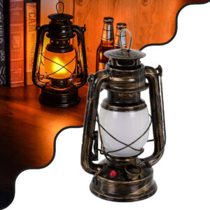 GLOBOSTAR® FIREWATCH 76547 Διακοσμητικό Φωτιστικό Φαναράκι LED 10W 500lm 360° DC 5V με 2 x Επαναφορτιζόμενες Μπαταρίες Li-ion 3.6V 18650 IP20 Ultra Θερμό Λευκό 1800K - Χάλκινο Εφέ Σκουριάς Ματ - Μ15 x Π11.5 x Υ23.5cm - 2 Χρόνια Εγγύηση