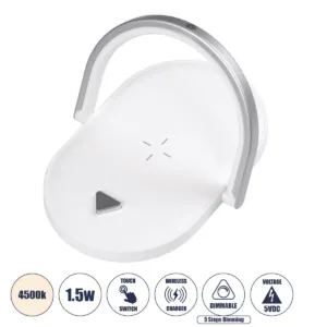 GloboStar® ECLIPSE 76559 Επιτραπέζιο Φωτιστικό Πορτατίφ LED 15W 1200lm 180° AC 220-240V IP20 Φυσικό Λευκό 4500K Dimmable Λευκό Πλαστικό - Μ17 x Π13 x Υ10cm - 2 Xρόνια Εγγύηση