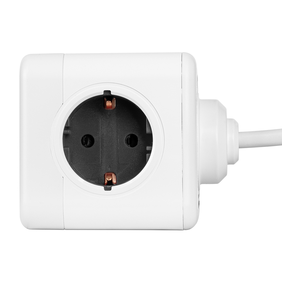 GloboStar® TRAVEL PowerCube PRO Certified 79639 Πολύπριζο 6 Θέσεων με 1.5m Kαλώδιο - 4 Πρίζες Ασφαλείας Childproof EU Schuko AC 220-240V & 2 Πρίζες USB Max 2.1A/DC 5V Μ7.5 x Π7.5 x Υ7.5 - Λευκό με Γκρι - Max Load 3680W/16A - Image 7