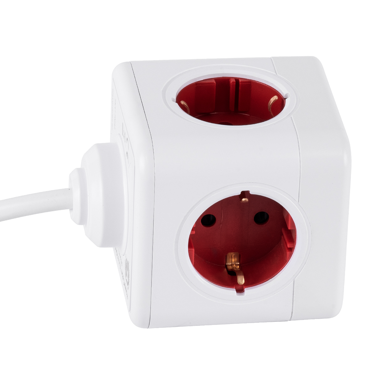 GloboStar® TRAVEL PowerCube PRO Certified 79642 Πολύπριζο 6 Θέσεων με 1.5m Kαλώδιο - 4 Πρίζες Ασφαλείας Childproof EU Schuko AC 220-240V & 2 Πρίζες USB Max 2.1A/DC 5V Μ7.5 x Π7.5 x Υ7.5 - Λευκό με Κόκκινο - Max Load 3680W/16A - Image 6