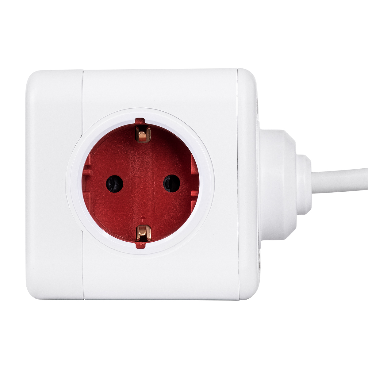GloboStar® TRAVEL PowerCube PRO Certified 79642 Πολύπριζο 6 Θέσεων με 1.5m Kαλώδιο - 4 Πρίζες Ασφαλείας Childproof EU Schuko AC 220-240V & 2 Πρίζες USB Max 2.1A/DC 5V Μ7.5 x Π7.5 x Υ7.5 - Λευκό με Κόκκινο - Max Load 3680W/16A - Image 7