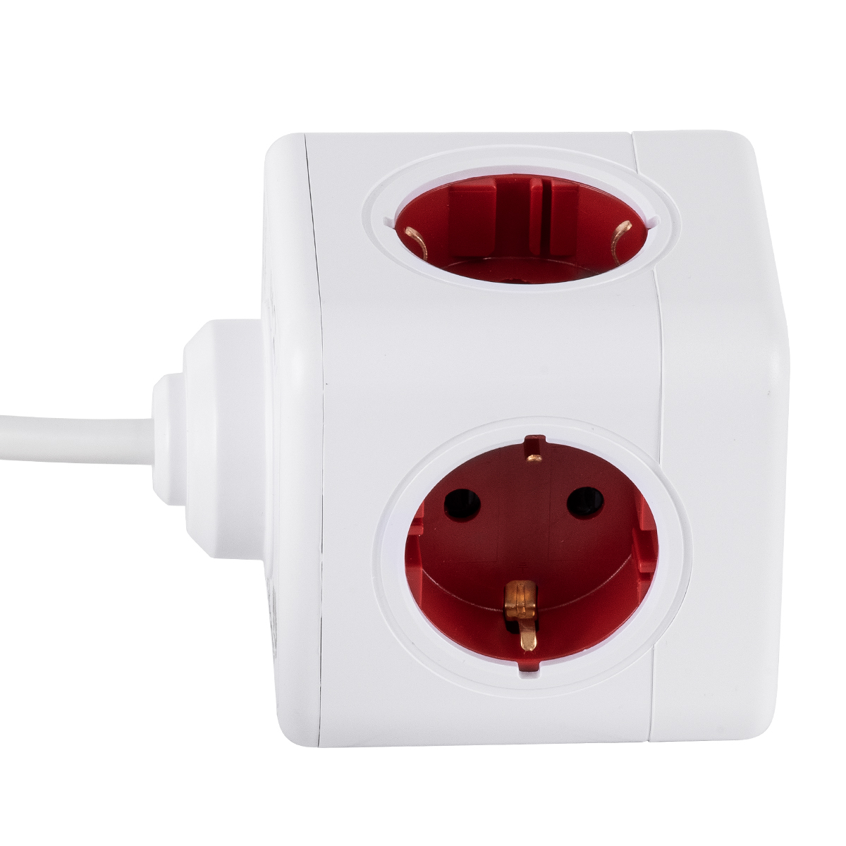 GloboStar® TRAVEL PowerCube PRO Certified 79645 Πολύπριζο 5 Θέσεων με 1.5m Kαλώδιο - 5 Πρίζες Ασφαλείας Childproof EU Schuko AC 220-240V Μ7.5 x Π11.5 x Υ7.5 - Λευκό με Κόκκινο - Max Load 3680W/16A - Image 6