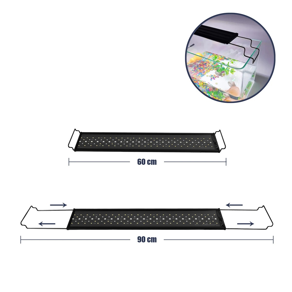 GLOBOSTAR® AQUARIUS 79680 Φωτιστικό Ενυδρείου με Ενσωματωμένο Χειριστήριο LED 19W 950lm 120° AC 220-240V Αδιάβροχο IP44 Πολύχρωμο RGBW Dimmable - Sanan SMD Chip - Μαύρο - Μ60 x Π11 x Υ3cm - 2 Χρόνια Εγγύηση - Image 8