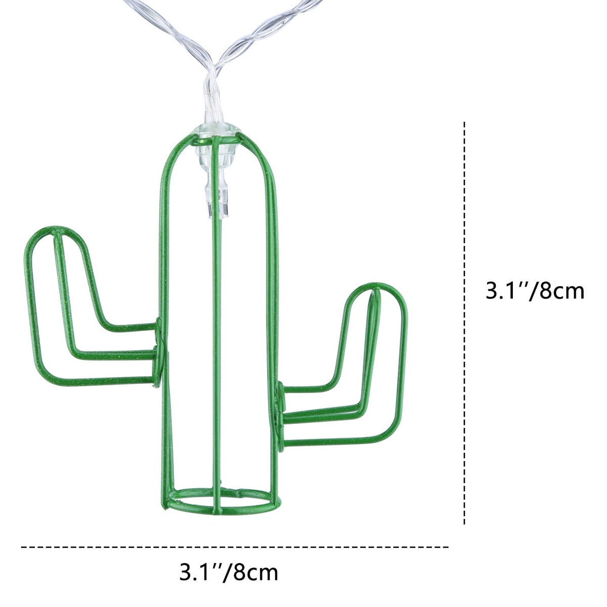 79801 Διακοσμητική Γιρλάντα Green Cactus 3 Μέτρα με Διακόπτη On/Off - 20 LED 2W με Μπαταρίες 2xAA & Διάφανο Καλώδιο IP20 Ψυχρό Λευκό 6000K Μ3m - Image 4