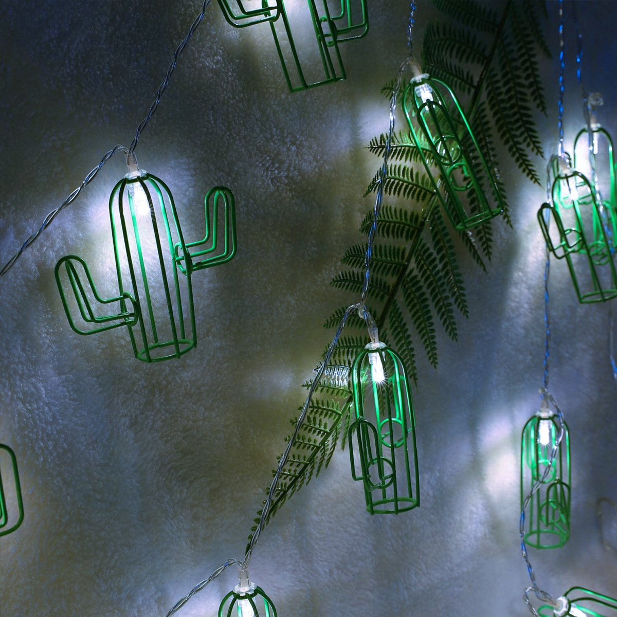 79801 Διακοσμητική Γιρλάντα Green Cactus 3 Μέτρα με Διακόπτη On/Off - 20 LED 2W με Μπαταρίες 2xAA & Διάφανο Καλώδιο IP20 Ψυχρό Λευκό 6000K Μ3m - Image 6