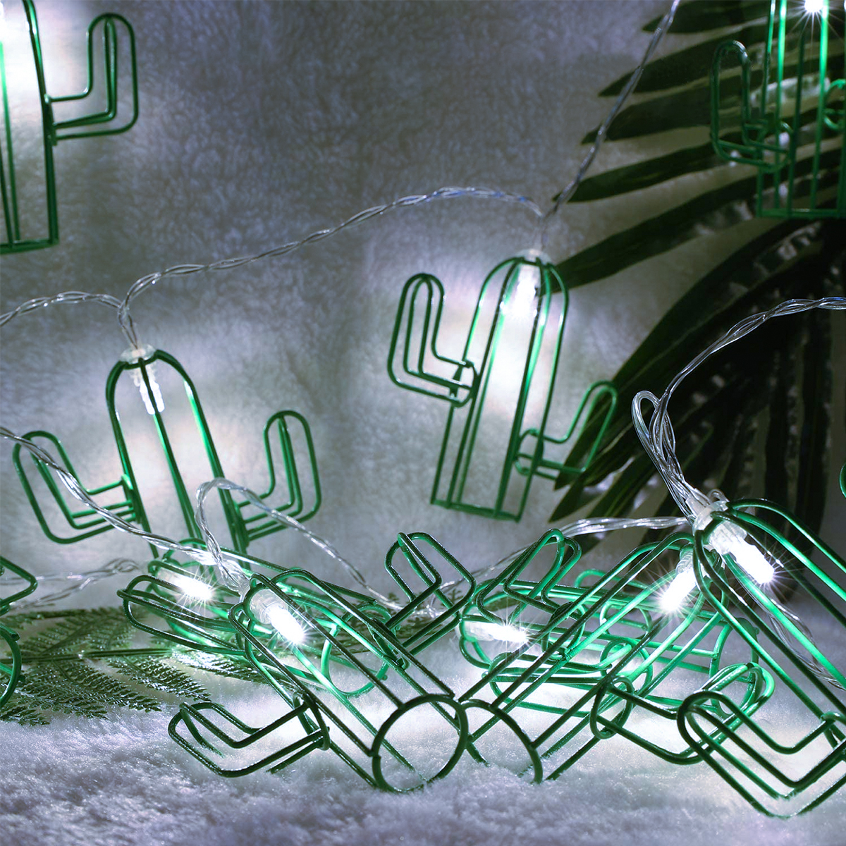 79801 Διακοσμητική Γιρλάντα Green Cactus 3 Μέτρα με Διακόπτη On/Off - 20 LED 2W με Μπαταρίες 2xAA & Διάφανο Καλώδιο IP20 Ψυχρό Λευκό 6000K Μ3m - Image 7
