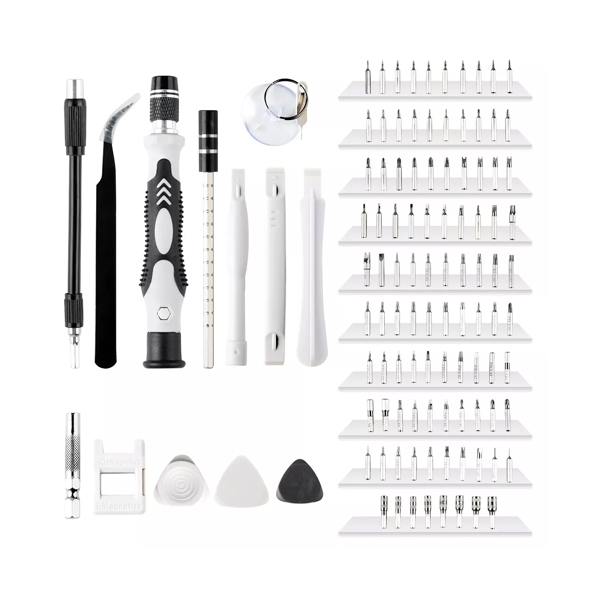 GLOBOSTAR® ELEKIT 79996 Ολοκληρωμένο Mini DIY ΚΙΤ με 115 Μικροεργαλεία σε 1 Βαλιτσάκι για Επισκευές Κινητών Τηλεφώνων, Laptop, Οπτικών & κλπ Μικροεπισκευών - Μαύρο & Λευκό - Μ15.5 x Π10 x Υ5cm - Image 5