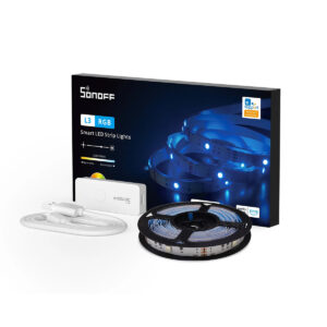 GloboStar® 80098 SONOFF L3-5M RGB Smart LED Strip Light WiFi 2.4GHz 90 SMD/5M 5050 5m Roll & Power Adapter DC 5V Max 10W