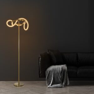 kelvo® GLOW KLV-101-0174 Επιδαπέδιο Φωτιστικό LED 30W 3000lm 360° AC 220-240V IP20 Ρυθμιζόμενο Λευκό CCT με Αφή 2700K/4500K/6000K Dimmable - Lumileds SMD Chip - Χρυσό Πλατίνα - Μ45 x Π45 x Υ160cm - 3 Χρόνια Εγγύηση