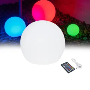 GloboStar® GARDENGLOW 85360 Μοντέρνο Φωτιστικό Κήπου Μπάλα LED Globe 5W Φ10 Επαναφορτιζόμενο Μπαταρίας με Καλώδιο USB - Φορτιστή και Ασύρματο Χειριστήριο IR Αδιάβροχο IP54 Πολύχρωμο RGBW