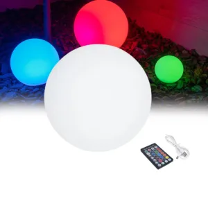 GLOBOSTAR® GARDENGLOW 85361 Μοντέρνο Φωτιστικό Κήπου Μπάλα με IR Ασύρματο Χειριστήριο LED 5W 250lm 360° DC 5V με USB-C με Επαναφορτιζόμενη Μπαταρία Li-ion 3.7V 2x18650 1400mAh Αδιάβροχο IP54 Πολύχρωμο RGBW Dimmable - Sanan SMD Chip - Γαλακτερό Λευκό - Μ15 x Π15 x Υ15cm - 2 Χρόνια Εγγύηση