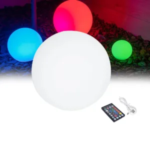 GLOBOSTAR® GARDENGLOW 85362 Μοντέρνο Φωτιστικό Κήπου Μπάλα με IR Ασύρματο Χειριστήριο LED 5W 250lm 360° DC 5V με USB-C με Επαναφορτιζόμενη Μπαταρία Li-ion 3.7V 2x18650 1400mAh Αδιάβροχο IP54 Πολύχρωμο RGBW Dimmable - Sanan SMD Chip - Γαλακτερό Λευκό - Μ20 x Π20 x Υ20cm - 2 Χρόνια Εγγύηση