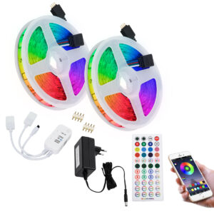 GLOBOSTAR® CHROMAWAVE 85813 Σετ Ταινίας με Τροφοδοτικό με IR Ασύρματο Χειριστήριο & Λειτουργία μέσω WiFi APP LED 72W 4320lm 120° AC 220-240V IP20 600 x SMD5050 Chip Πολύχρωμο RGB Dimmable - Sanan SMD Chip - Μ1000 x Π1 x Υ0.3cm - Δύο Ρολά 5 Μέτρων - 2 Χρόνια Εγγύηση