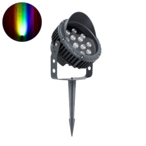 GLOBOSTAR® TREEVINA 90362 Φωτιστικό Σποτ με Αντιθαμβωτική Γρίλια για Φυτά - Δέντρα με Βάση Κήπου / Καρφωτό LED 24W 2040lm 10° DC 24V Αδιάβροχο IP65 Πολύχρωμο RGBW Dimmable DMX512 - Bridgelux SMD Chip - Γκρι Ανθρακί - Μ21.5 x Π18.3 x Υ14cm - 3 Χρόνια Εγγύηση