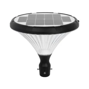 GLOBOSTAR® SQUARE 90503 Φωτιστικό Κεφαλής Post Top Πλατείας/Πάρκου/Κήπου LED 40W 1600lm 120° DC 5V με Ενσωματωμένο Φωτοβολταϊκό Panel 5V 25W & Επαναφορτιζόμενη Μπαταρία Li-ion 3.2V 30000mAh με Αισθητήρα Κίνησης-Ημέρας-Νύχτας Αδιάβροχο IP65 Θερμό Λευκό 2700K - Sanan SMD Chip - Μαύρο Ματ - Μ54 x Π54 x Υ48.5cm - 2 Χρόνια Εγγύηση