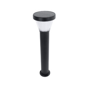 GLOBOSTAR® SOLARDIS 90523 Φωτιστικό Κολωνάκι Κήπου LED 10W 180lm 120° με Ενσωματωμένο Φωτοβολταϊκό Panel 6V 5W & Επαναφορτιζόμενη Μπαταρία Li-ion 3.2V 6000mAh με Αισθητήρα Ημέρας-Νύχτας Αδιάβροχο IP65 Ψυχρό Λευκό 6000K - Μαύρο - Μ24 x Π24 x Υ88cm - 2 Χρόνια Εγγύηση