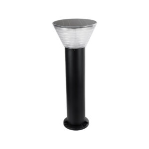 GLOBOSTAR® VEGGIE 90525 Φωτιστικό Κολωνάκι Κήπου LED 10W 500lm 120° με Ενσωματωμένο Φωτοβολταϊκό Panel 6V 2W & Επαναφορτιζόμενη Μπαταρία Li-ion 3.2V 1800mAh με Αισθητήρα Ημέρας-Νύχτας Αδιάβροχο IP65 Ψυχρό Λευκό 6000K - Sanan SMD Chip - Μαύρο- Μ23 x Π23 x Υ60cm - 2 Χρόνια Εγγύηση