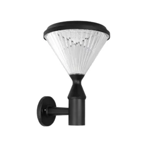 GLOBOSTAR® SOLARTIS 90527 Μοντέρνο Φωτιστικό Τοίχου - Απλίκα LED 10W 1000lm 180° με Ενσωματωμένο Φωτοβολταϊκό Panel 6V 5W & Επαναφορτιζόμενη Μπαταρία Li-ion 3.2V 6000mAh με Αισθητήρα Ημέρας-Νύχτας Αδιάβροχο IP65 Ψυχρό Λευκό 6000K - Sanan SMD Chip - Μαύρο - Μ26.5 x Π30 x Υ40cm - 2 Χρόνια Εγγύηση