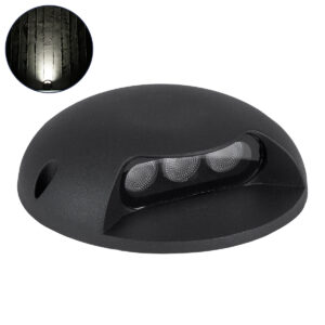 GLOBOSTAR® STEPLUNA 90617 Φωτιστικό Σκαλοπατιού / Διαδρόμου LED 3W 345lm 10° DC 24V Αδιάβροχο IP65 Φυσικό Λευκό 4500K Dimmable - Bridgelux SMD Chip - Μαύρο Ματ - Μ12 x Π12 x Υ3cm - 3 Χρόνια Εγγύηση