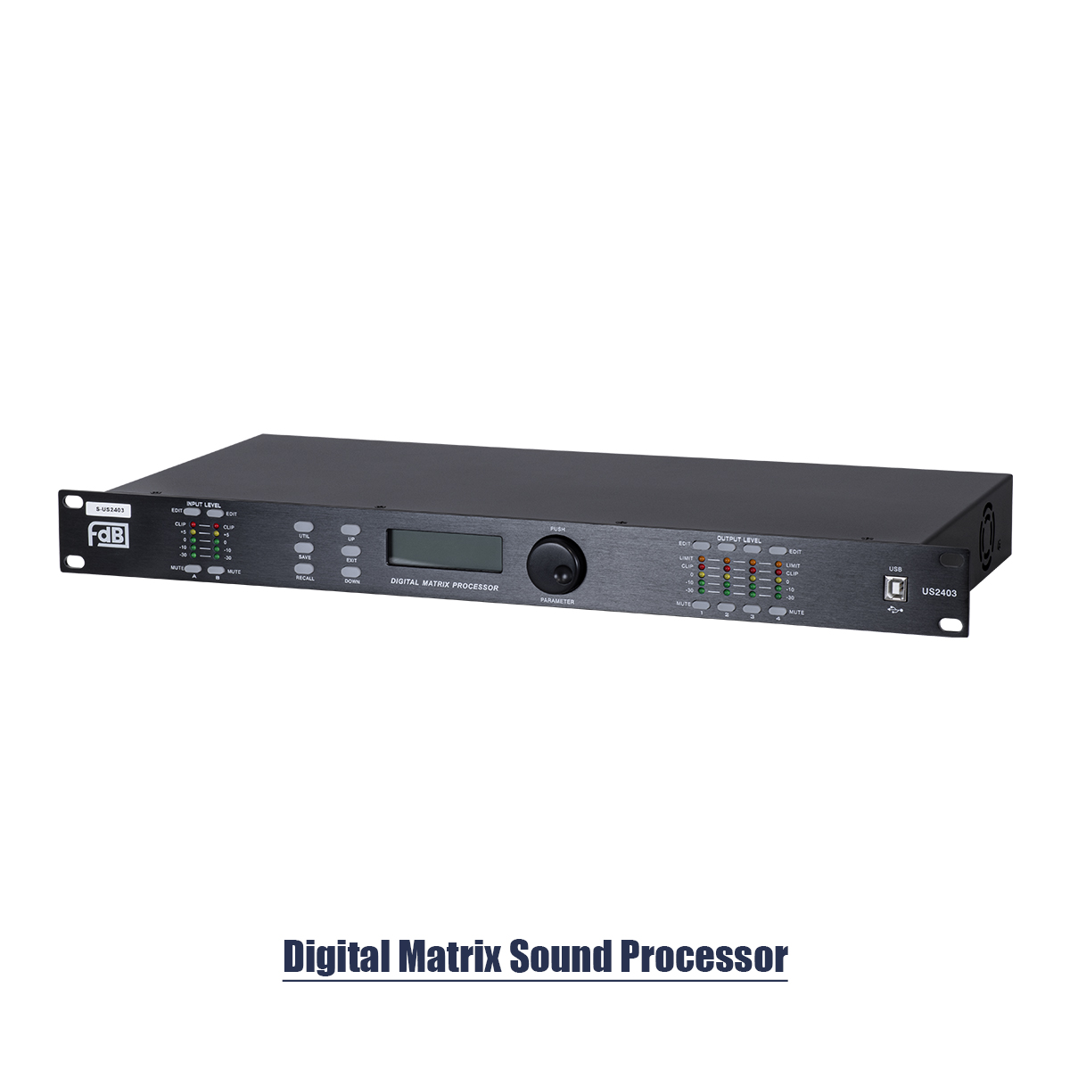 GloboStar® FDB US2403 98020 Audio Processor - Επαγγελματικός Επεξεργαστής Ήχου 2in & 4out - 32-bit DSP SHARC Processor - Frequency Response 20Hz-20Khz DR115DBu - AC 220V/50-60Hz - IP20 - Μαύρο - Μ48.2 x Π20.5 x Υ4.4cm - Image 2