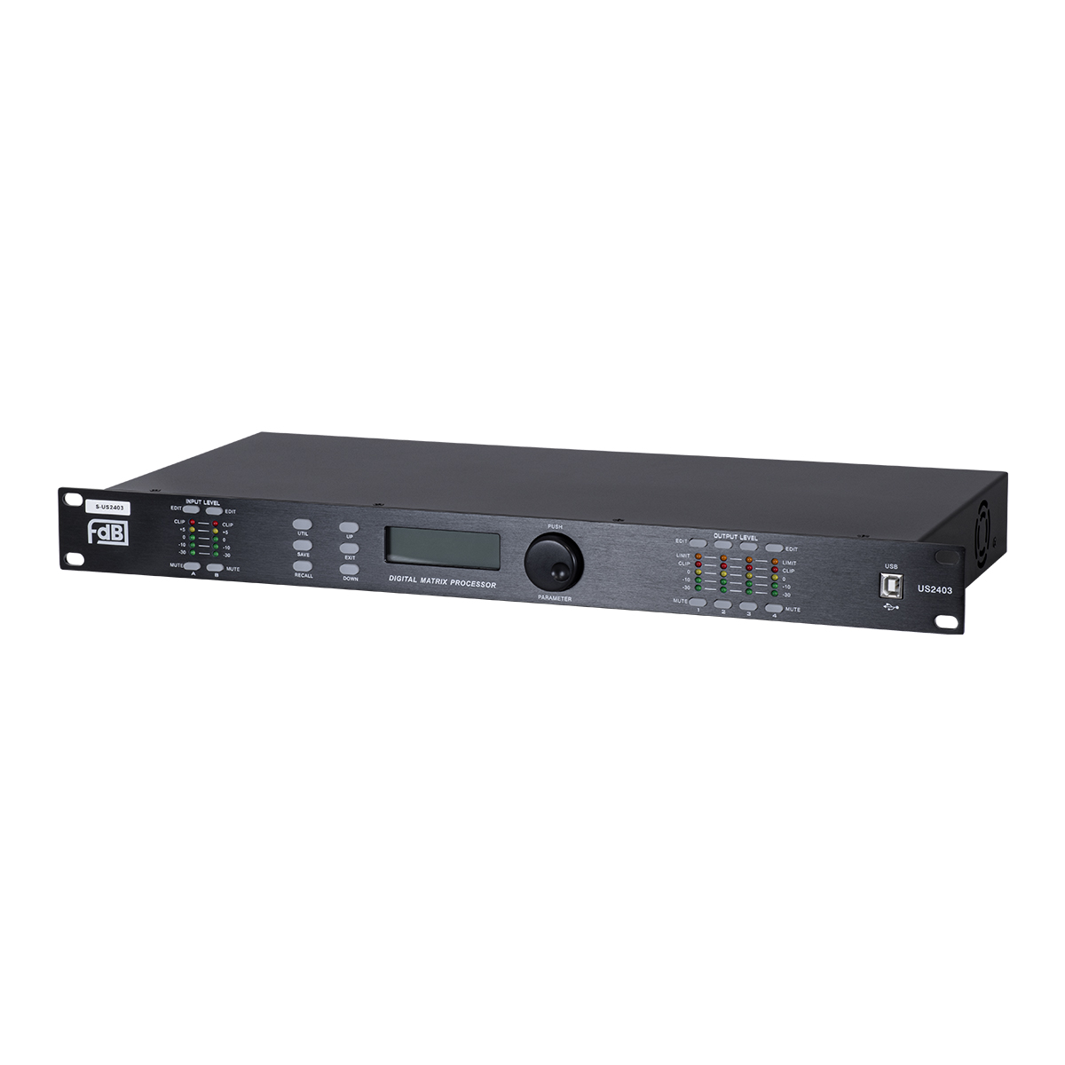 GloboStar® FDB US2403 98020 Audio Processor - Επαγγελματικός Επεξεργαστής Ήχου 2in & 4out - 32-bit DSP SHARC Processor - Frequency Response 20Hz-20Khz DR115DBu - AC 220V/50-60Hz - IP20 - Μαύρο - Μ48.2 x Π20.5 x Υ4.4cm - Image 3