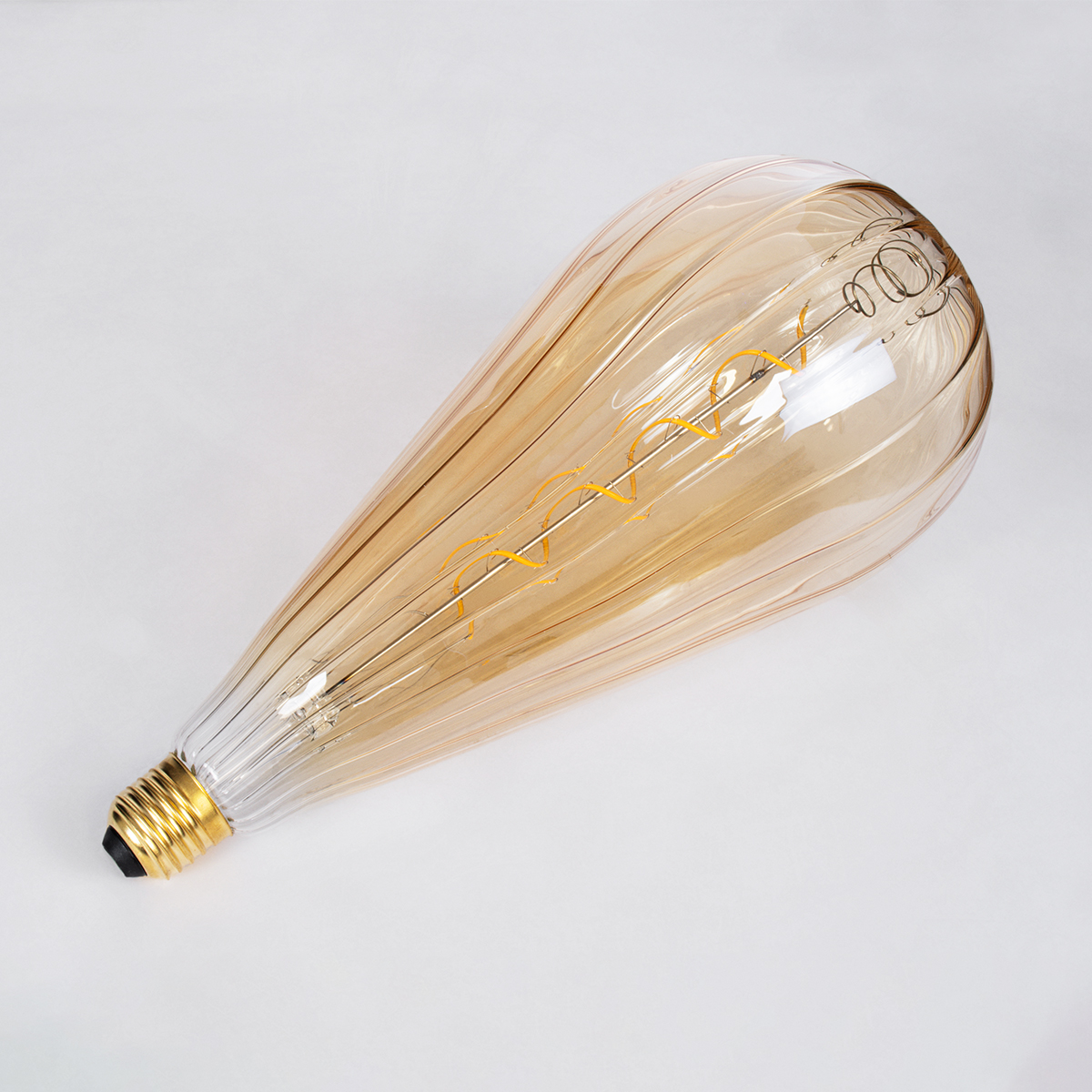 GLOBOSTAR® ZEPPELIN 99024 Λάμπα E27 OT120 LED 6W 420lm 360° AC 220-240V IP20 Ultra Θερμό Λευκό 2200K Dimmable - Soft S Spiral Filament Chip - Μελί - Μ12 x Π12 x Υ46cm - 3 Χρόνια Εγγύηση - Image 4