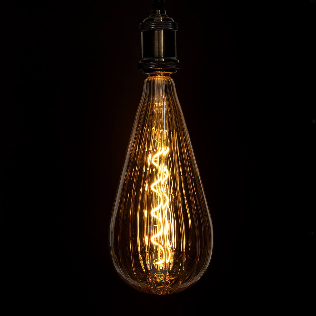 GLOBOSTAR® ZEPPELIN 99024 Λάμπα E27 OT120 LED 6W 420lm 360° AC 220-240V IP20 Ultra Θερμό Λευκό 2200K Dimmable - Soft S Spiral Filament Chip - Μελί - Μ12 x Π12 x Υ46cm - 3 Χρόνια Εγγύηση - Image 5