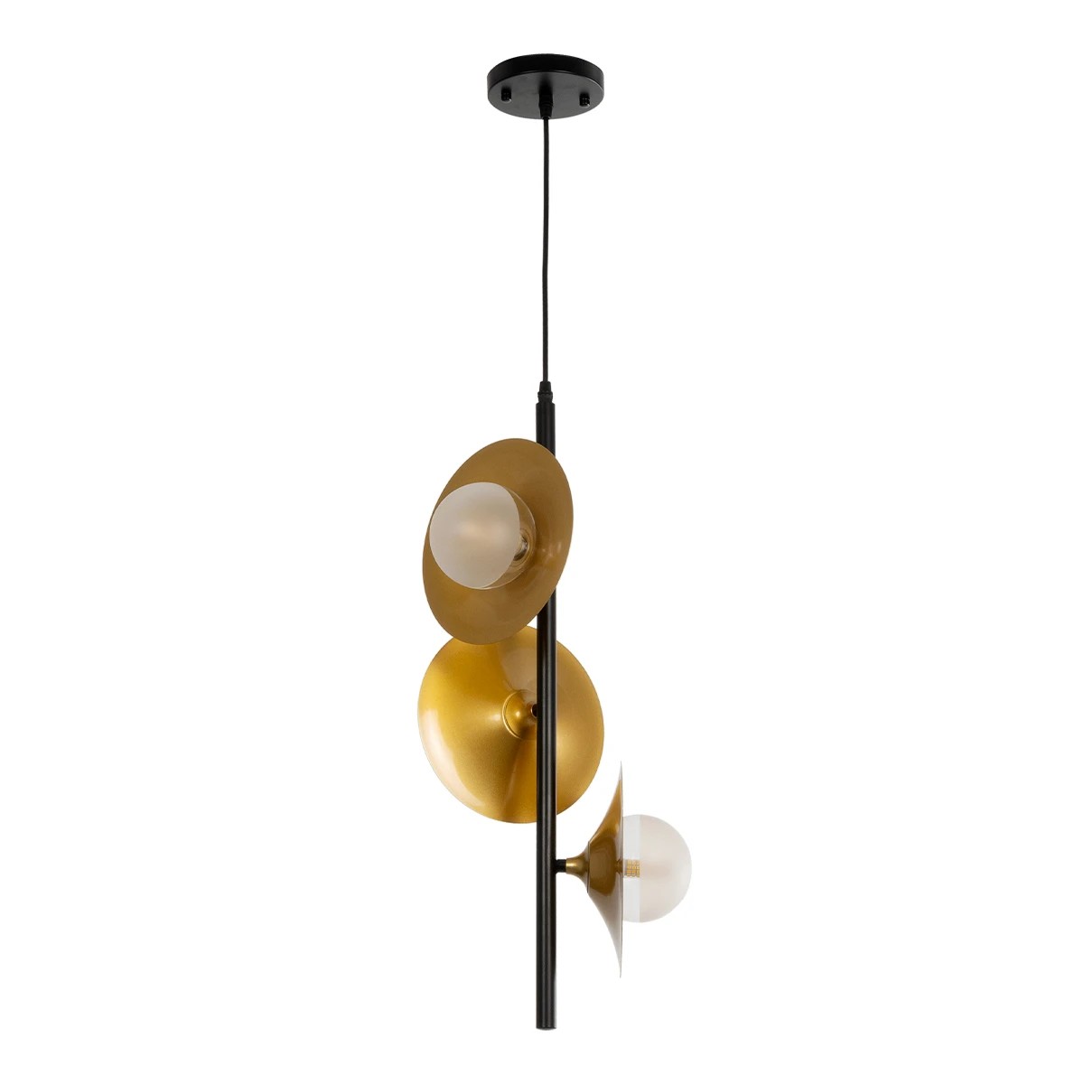 GLOBOSTAR® JOLIET 999-0046 Μοντέρνο Κρεμαστό Φωτιστικό Οροφής με Ντουί 3 x G9 AC 220-240V IP20 - Μαύρο & Χρυσό - Μ27 x Π27 x Y62cm - Image 3