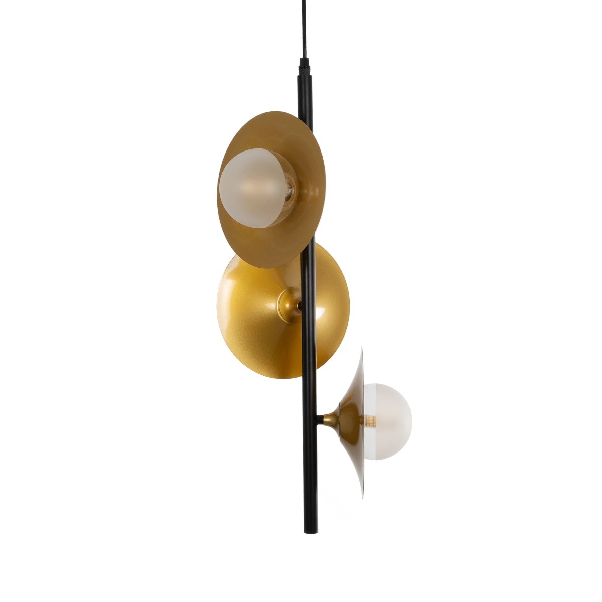 GLOBOSTAR® JOLIET 999-0046 Μοντέρνο Κρεμαστό Φωτιστικό Οροφής με Ντουί 3 x G9 AC 220-240V IP20 - Μαύρο & Χρυσό - Μ27 x Π27 x Y62cm - Image 4