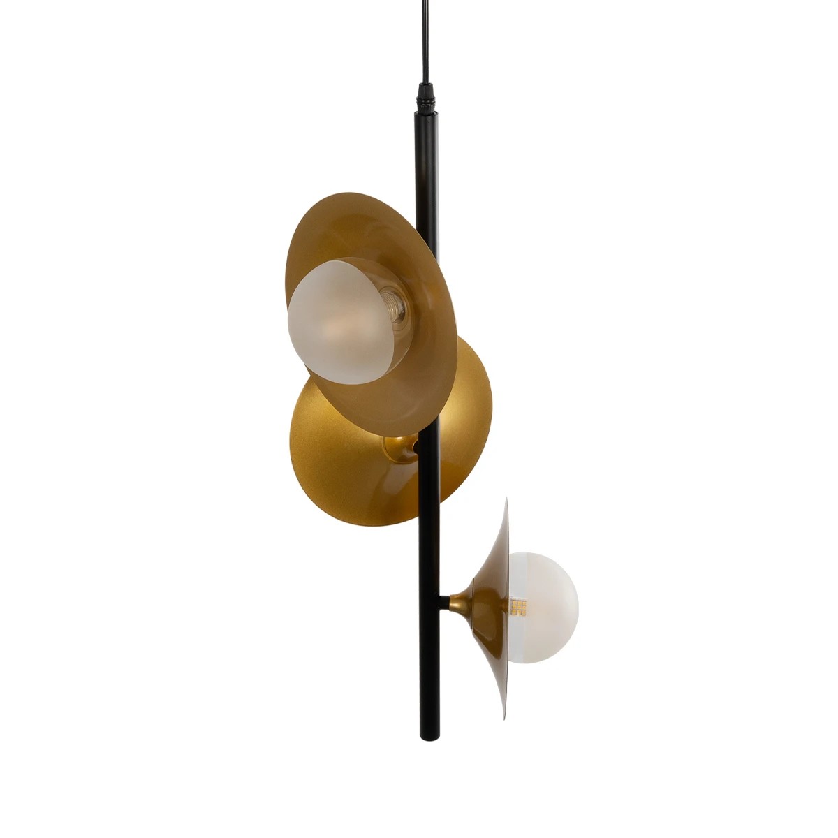 GLOBOSTAR® JOLIET 999-0046 Μοντέρνο Κρεμαστό Φωτιστικό Οροφής με Ντουί 3 x G9 AC 220-240V IP20 - Μαύρο & Χρυσό - Μ27 x Π27 x Y62cm - Image 6