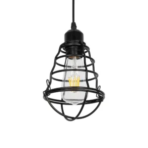 GLOBOSTAR® ALDO 999-0096 Vintage Κρεμαστό Φωτιστικό Οροφής με Ντουί 1 x E27 AC 220-240V IP20 - Μαύρο - Μ15 x Π15 x Υ24cm