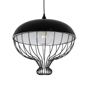 GLOBOSTAR® SOBRINO 999-0112 Vintage Κρεμαστό Φωτιστικό Οροφής με Ντουί 1 x E27 AC 220-240V IP20 - Μαύρο - Μ45 x Π45 x Υ45cm
