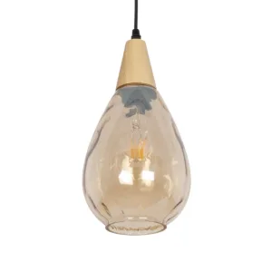GLOBOSTAR® NOAH 999-0185 Μοντέρνο Κρεμαστό Φωτιστικό Οροφής με Ντουί 1 x E27 AC 220-240V IP20 - Μελί & Μπεζ - Μ16 x Π16 x Υ32cm